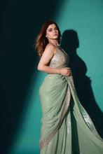 Sea green georgette saree