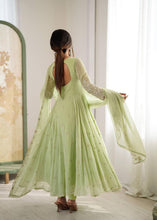 Rainbow sequins Georgette Anarkali in light green (special offer)