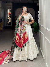 Lucknowi and paithani white Lehenga