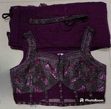 Ready to wear saree in deep purple with belt