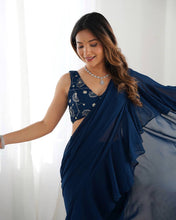 Blue ready to wear sharara saree (XS-XXL)