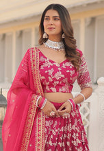 Pink viscose jacquard Lehenga
