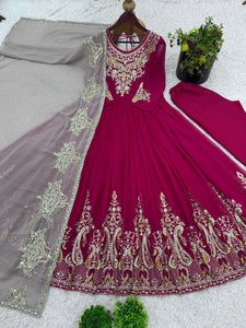 Rani pink party wear look gown