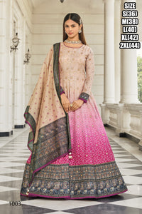 Dola silk bandhani print gown readymade