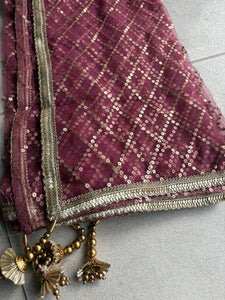 Magenta and gold brocade suit with 2 options for pants