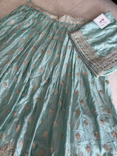 Sea green chiffon embroidered Lehenga