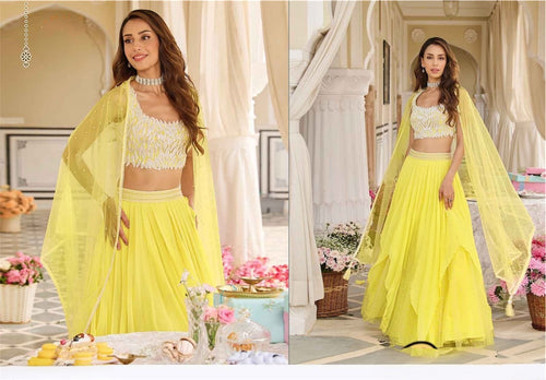 Boutique collection - yellow pearl work stylish lehenga