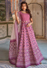 Dola silk Ajrakh print gown in pink