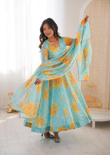 Sun-kissed floral baby blue anarkali