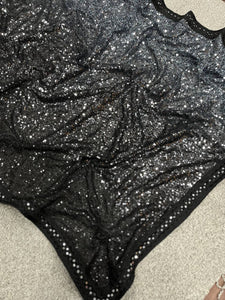 Black ombré sparkly saree