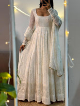 White anarkali in fancy style
