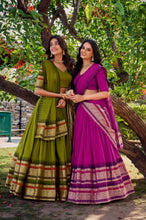 Pure chanderi and zari Lehenga in hot pink (skirt stitched)