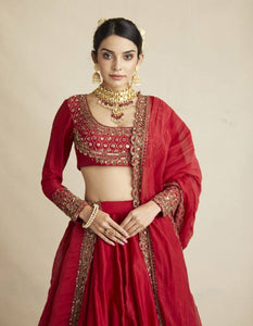 Elegant and simple red georgette Lehenga