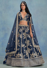 Navy blue art silk Lehenga