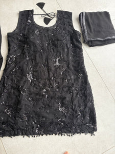 Black sequinned sharara set (plus plus size)