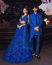 Royal blue sequinned partywear Lehenga