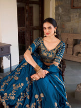 Rangoli silk teal lehenga