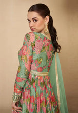 Janisha readymade - sea green georgette anarkali