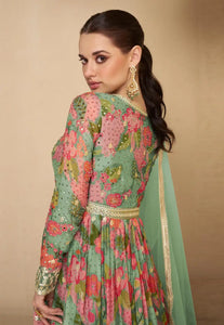 Janisha readymade - sea green georgette anarkali
