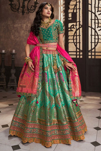 Royal collection- Peacock green banarasi silk Lehenga