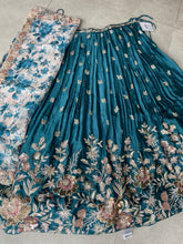 Teal blue chiffon Lehenga