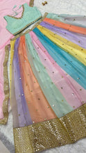 Colourful pastel panelled Lehenga