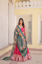 Viscose jacquard Lehenga with gaji silk dupatta in pink