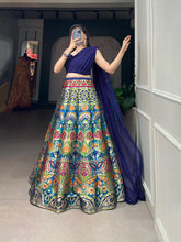 Indo western: Blue and sleek banarasi Lehenga