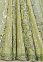 Green georgette floral and sequins Lehenga