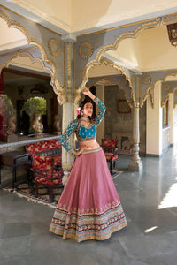 Moonga silk peach Lehenga (skirt stitched)