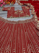 Red and gold boomer silk Lehenga