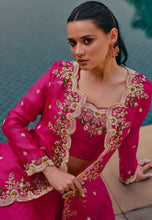 Hot pink readymade lehenga with jacket