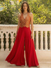 Red palazzo waistcoat co ords