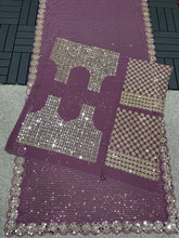 Peanut pink mirror work saree