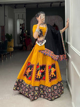 Yellow elephant pure cotton gamthi work readymade Lehenga