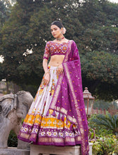 Tussar silk floral and patola print Lehenga in purple