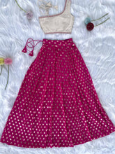 Kids pink polka zari Indo western Lehenga (1 month - 6 years)