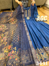 AGC  Collection- blue chanderi silk gown (plus size options)