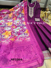 Niks collection - purple modal chanderi silk anarkali (plus size option)