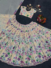 Pale yellow floral Lehenga