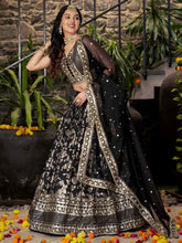Dola silk jacquard Lehenga in black