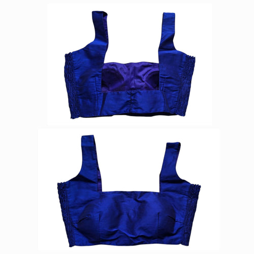 Square neck royal blue blouse