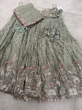 Sage green georgette thread and sequins Lehenga