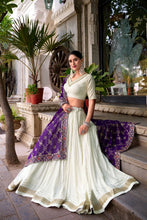 Pure rayon white readymade Lehenga with contrasting dupatta