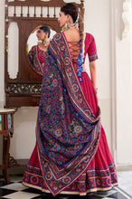Tussar silk Lehenga with gamthi work readymade in pink