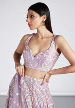 Pastel Lavender circular net Lehenga