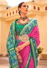 Hot pink silk bandhej print saree