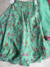 Sea green Organza silk readymade Lehenga (elbow length sleeves attached)