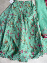 Sea green Organza silk readymade Lehenga (elbow length sleeves attached)