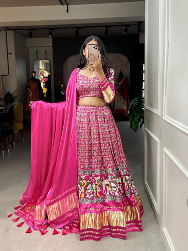 Pink gaji silk Lehenga (skirt stitched)